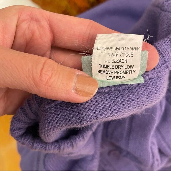 Sara Morgan Sweater Vintage Cardigan Cable Knit Button Up Vtg Purple Size Large - Picture 10 of 10